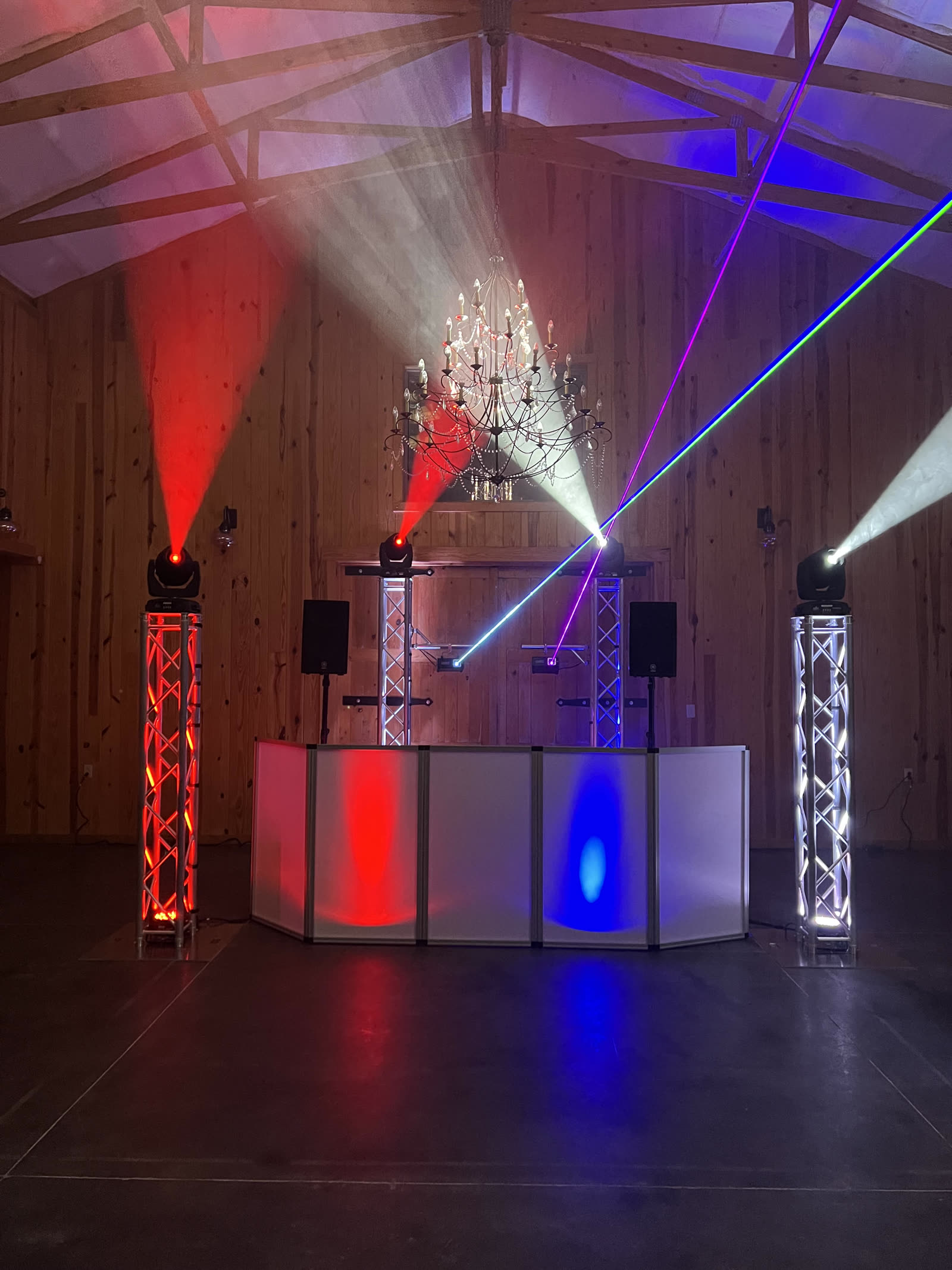 DJ equipment and lighting setup